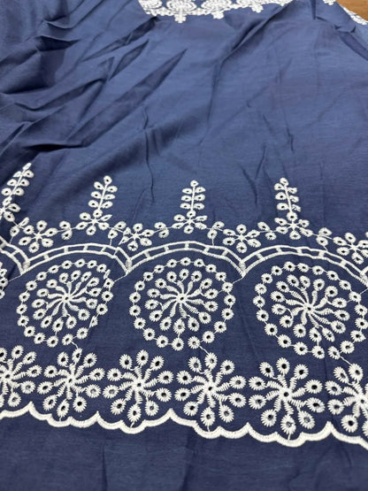 Denim fabric (Schiffli design)